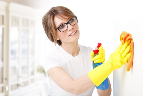 Stain removal on a fabric sofa during upholstery cleaning