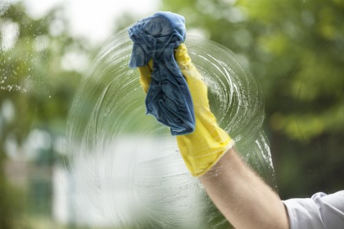 Professional curtain cleaning equipment in use